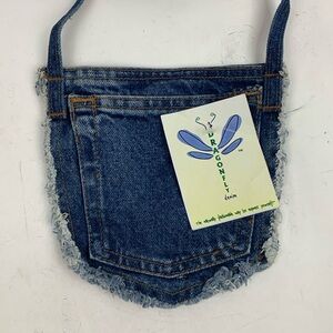 Dragonfly Denim Crossbody Bag Jeans Pocket Design Medium wash denim New NWT